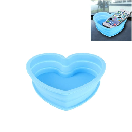Heart Shape Style Scalable Silicone Storage Box For Vehicle And House(Blue)