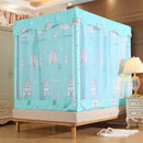 Square Ceiling Zipper Mosquito Net Encryption Zipper Three Door Defence Mosquito for 1.2m Bed with Anti-slip Rope and Curtain(Green)