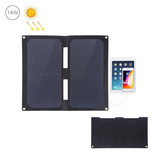 HAWEEL 14W 2-Fold ETFE Solar Panel Charger with 5V / 2A Max Dual USB Ports(Black)