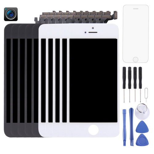 5 PCS Black + 5 PCS White LCD Screen and Digitizer Full Assembly with Front Camera for iPhone 5
