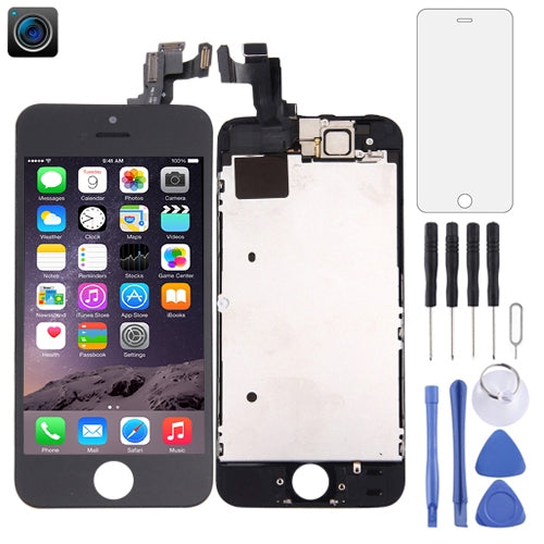 LCD Screen and Digitizer Full Assembly with Front Camera for iPhone 5S(Black)