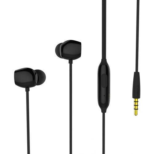 REMAX RM-550 3.5mm Gold Pin In-Ear Stereo Music Earphone with Wire Control + MIC, Support Hands-free (Black)