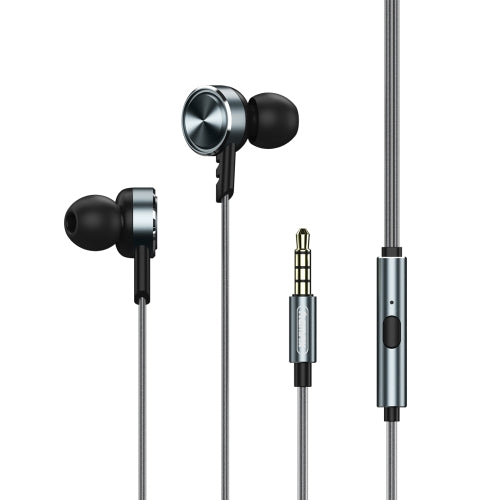 REMAX RM-620 3.5mm Gold Pin In-Ear Stereo Double-action Metal Music Earphone with Wire Control + MIC, Support Hands-free (Black)