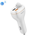 ROCK B401 2 in 1 3A USB Port Car Charger & V5.0 Bluetooth Right Ear Headset, Dual USB Interface, Support Hands-free Call(White)