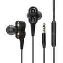 D12 1.2m Wired In Ear 3.5mm Interface Stereo Wire-Controlled HIFI Earphones Dual-motion Loop Running Game Music Headset With Packaging(Black)