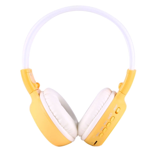 BS-N65 Headband Folding Stereo HiFi Wireless Headphone Headset with LCD Screen & TF Card Slot & LED Indicator Light & FM Function(Yellow)