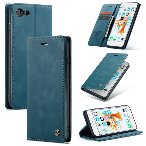 CaseMe-013 Multifunctional Retro Frosted Horizontal Flip Leather Case for iPhone 6 Plus / 6s Plus, with Card Slot & Holder & Wallet(Blue)