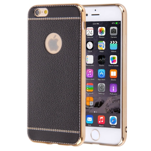 For iPhone 6 Plus & 6s Plus 3D Litchi Texture Soft TPU Protective Case(Black)