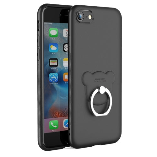 AIQAA For iPhone 6 Plus & 6s Plus TPU One-piece Bear Dropproof Protective case with Ring Holder(Black)