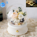 Eternal Flower Round Crystal Ball Decoration Shape Bluetooth Speaker with Light(White)