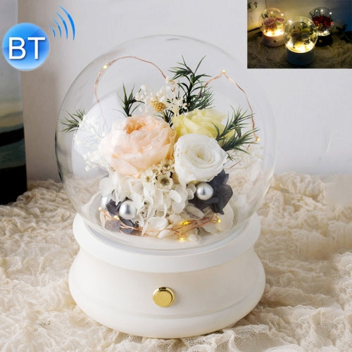 Eternal Flower Round Crystal Ball Decoration Shape Bluetooth Speaker with Light(White)