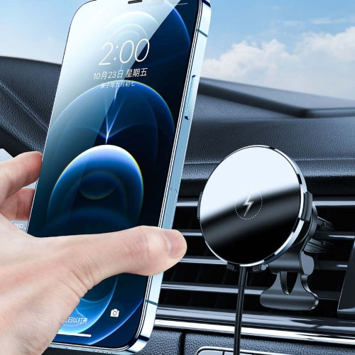 TOTUDESIGN CACW-50 Minimal Series Car Air Outlet Vent Mount Clamp Holder 15W Magnetic Wireless Charger For iPhone 12 Series (Black)
