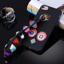 For iPhone 7 Round Eyes Pattern Soft TPU Protective Back Cover Case with Rivet Lanyard(Black)