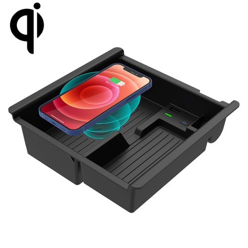 Multi-function Car Wireless Charger Rack Storage Box for Toyota Tacoma 2016-2021, Left Driving(Black)