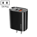 USAMS US-CC120 T35 20W QC3.0 + PD3.0 Fast Charger, CN Plug (Black)