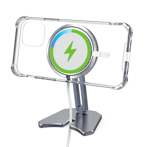 R-JUST T608 Sword-shaped Aluminum Alloy Foldable Magnetic Magsafe Wireless Charging Stand (Grey)