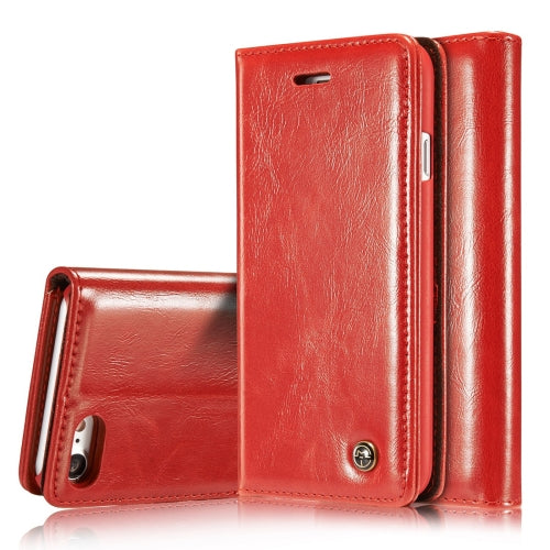 CaseMe-003 For iPhone SE 2020 & 8 & 7 PU + PC Business Style Crazy Horse Texture Horizontal Flip Leather Case with Holder & Card Slots & Wallet(Red)