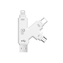 4 in 1 USB 2.0 & Micro USB & USB-C / Type-C & 8 Pin Universal Multi-function TF / SD Card Reader (White)