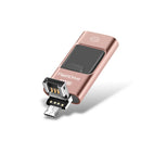 32GB USB 2.0 + 8 Pin + Mirco USB Android iPhone Computer Dual-use Metal Flash Drive (Rose Gold)