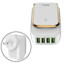 TOPK 4405 4.4A 4 Ports LED Light USB Charger Travel Adapter, US Plug + AU Conversion Head