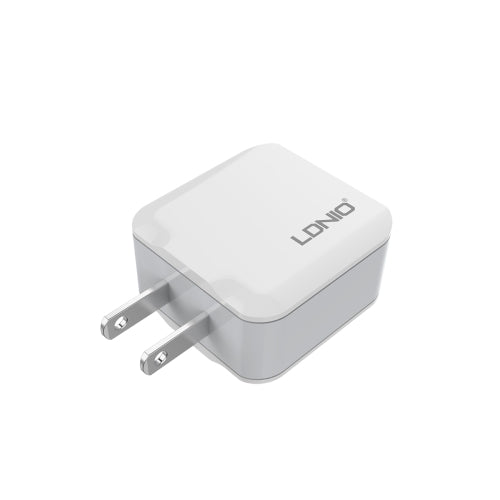 LDNIO A2201 2.4A Dual USB Charging Head Travel Direct Charge Mobile Phone Adapter Charger With 8 Pin Data Cable (US Plug)