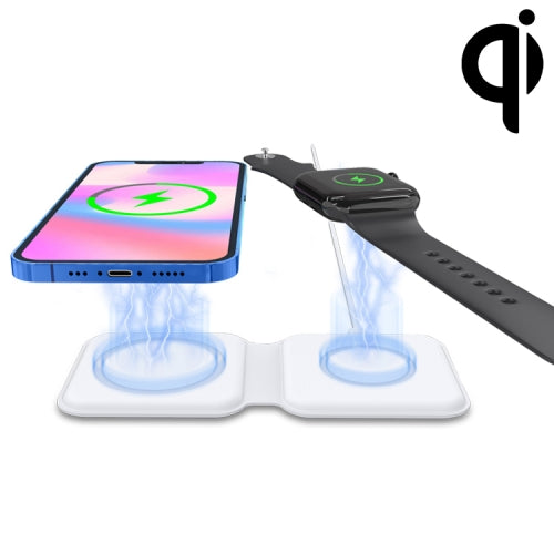 D21 Foldable Dual Magnetic Magsafe Wireless Charger for Mobile Phones / iWatch / AirPods