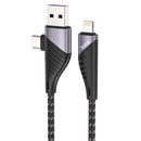hoco U95 2 in 1 20W 2.4A PD USB-C / Type-C + USB to 8 Pin Freeway Charging Data Cable, Cable Length: 1.2m