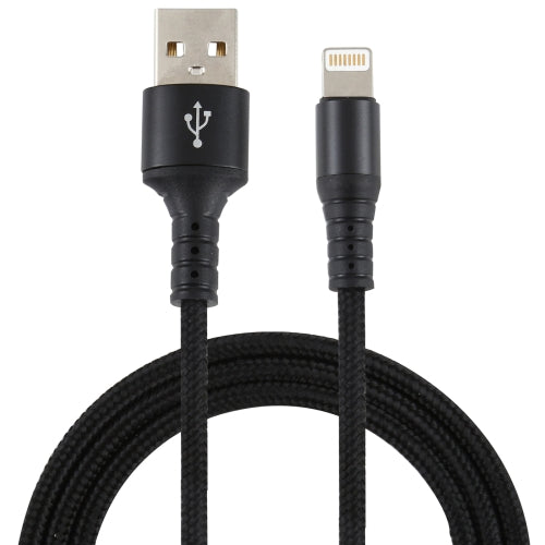 2A USB to 8 Pin Braided Data Cable, Cable Length: 1m(Black)