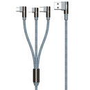 REMAX RC-167th 3 in 1 2.1A USB to 8 Pin + USB-C / Type-C + Micro USB Range Series Elbow Charging Cable, Cable Length: 1m (Blue)