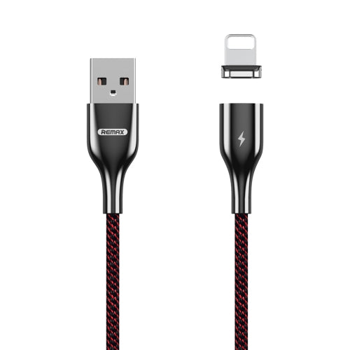REMAX RC-158i 3A USB to 8 Pin Interface Charging + Transmission Magnetic Attraction Polyester Two-color Braided Data Cable, Cable Length: 1m(Red)