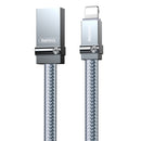REMAX RC-091i 2.4A USB to 8 Pin Golden Diamond Data Sync Charging Cable, Cable Length: 1m(Silver)
