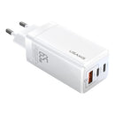 USAMS US-CC110 T33 65W Mini GaN Three Ports Fast Charging USB Charger Power Adapter, EU Plug(White)