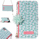 For iPhone 7 Plus & 8 Plus Daisy Flower Pattern Horizontal Flip Leather Case with Holder & Card Slots & Pearl Flower Ornament & Chain