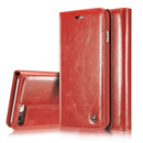 CaseMe-003 for iPhone 8 Plus & 7 Plus PU + PC Business Style Crazy Horse Texture Horizontal Flip Leather Case with Holder & Card Slots & Wallet(Red)