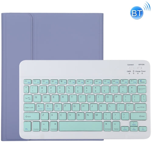 TG11B Detachable Bluetooth Green Keyboard + Microfiber Leather Tablet Case for iPad Pro 11 inch (2020), with Pen Slot & Holder (Purple)