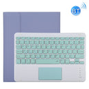 TG11BC Detachable Bluetooth Green Keyboard Microfiber Leather Tablet Case for iPad Pro 11 inch (2020), with Touchpad & Pen Slot & Holder (Purple)