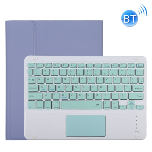 TG11BC Detachable Bluetooth Green Keyboard Microfiber Leather Tablet Case for iPad Pro 11 inch (2020), with Touchpad & Pen Slot & Holder (Purple)