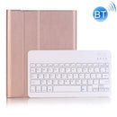 A102B For iPad 10.2 inch 2019 Ultra-thin Detachable Bluetooth Keyboard Leather Tablet Case with Stand & Pen Slot Function (Rose Gold)