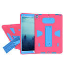 For iPad Pro 10.5 inch PC+Silicone Shockproof Protective Back Cover Case With Holder (Blue + Magenta)