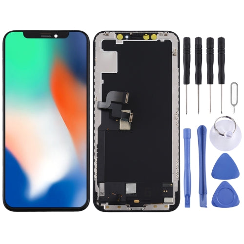 Hard OLED Material LCD Screen and Digitizer Full Assembly for iPhone X(Black)