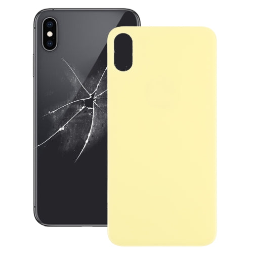 Easy Replacement Big Camera Hole Glass Back Battery Cover for iPhone X / XS(Yellow)