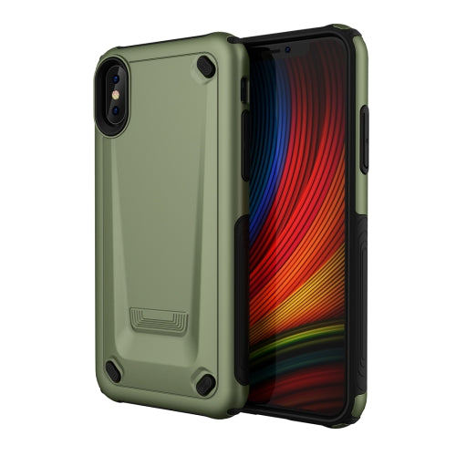 Ultra-thin TPU+PC Mechanic Shockproof Protective Case for iPhone X / XS (Army Green)