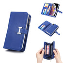 Separable I Word Buckle Litchi Texture Flip Leather Wallet Case for iPhone XS Max with Zipper & Card Slot & Photo Frame & Lanyard (Blue)