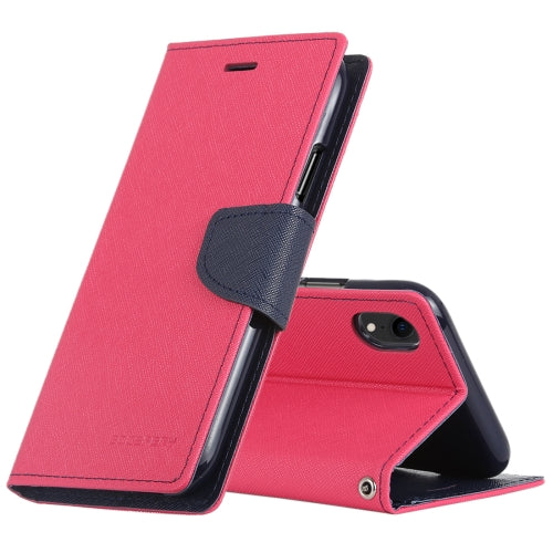 GOOSPERY FANCY DIARY Horizontal Flip Leather Case for iPhone XR, with Holder & Card Slots & Wallet(Rose Red)
