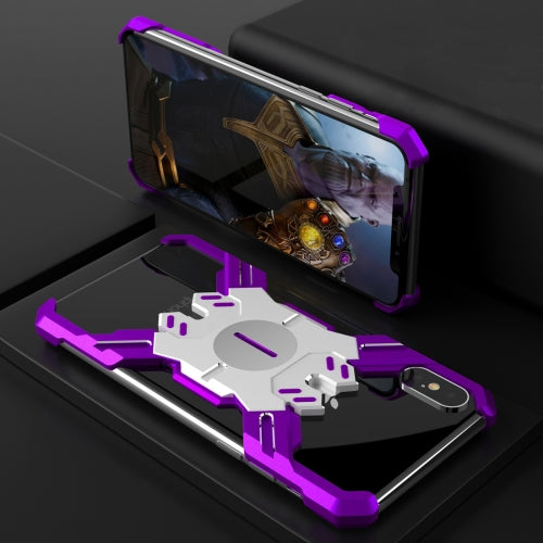 Hero Series Rugged Armor Metal Protective Case for iPhone XR (Purple + Silver)