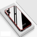Crystal Cube Shockproof Airbag Tempered Glass + Metal Frame Case for iPhone XR (Red)