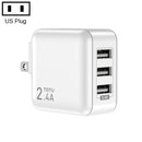 TOTUDESIGN CACA-023 Sharp Series 2.4A Three USB Travel Charger Power Adapter, US Plug (White)