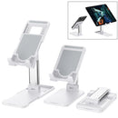 Liftable Foldable Mobile Phone Tablets Desktop Stand Holder (White)