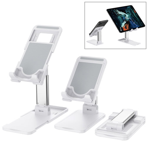 Liftable Foldable Mobile Phone Tablets Desktop Stand Holder (White)