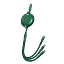 WK WDC-124 3A 3 In 1 8 Pin + Type-C / USB-C + Micro USB Bona Series Telescopic Charging Data Cable, Length: 1.5m (Green)